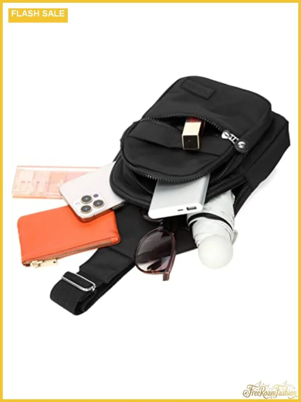 Water Resistant Polyester Sling Backpack Crossbody Bag with Adjustable Strap